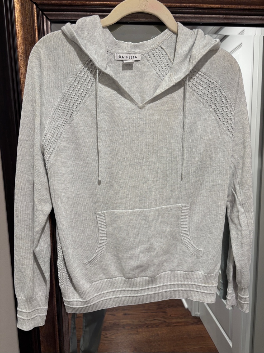 Athleta Heather Light Gray Knit Hoodie
